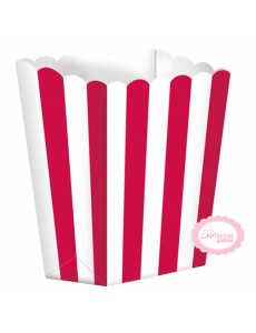 Caixas Pipocas Riscas Vermelho